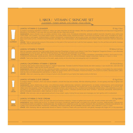 LAIKOU Vitamin-C Skincare Set With Cleanser, Toner, Serum, Eye and Face Cream, For All Skin Types, LK92245E - Image 8