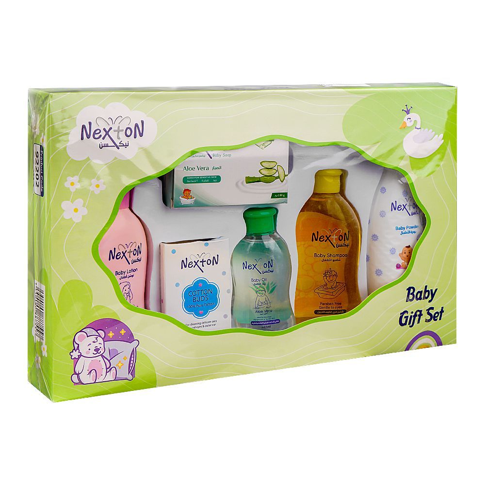 Nexton Baby Gift Set, Oil+Soap+Shampoo+Lotion+Powder+Cotton Buds, 6-Pack, Green, 92202 - Main Image