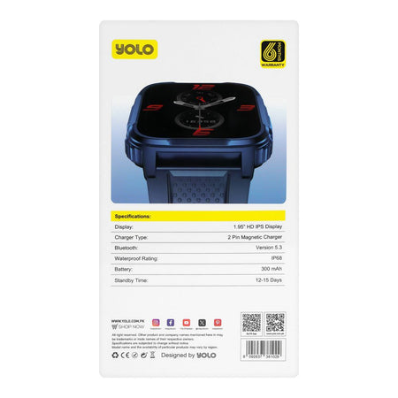 Yolo 1.96" HD IPS Display Arena Smart Watch, IP68 Water Resistance, Blue - Image 5