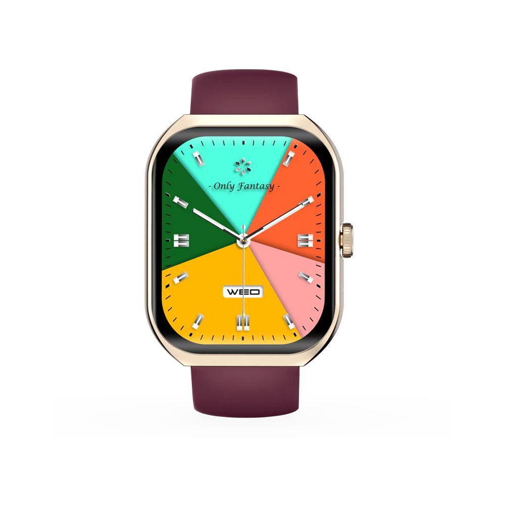 Yolo 2.1" Amoled Display Supreme+ Smart Watch, IP67 Water Resistance, Gold, Maroon Strap - Main Image