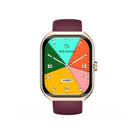 Yolo 2.1" Amoled Display Supreme+ Smart Watch, IP67 Water Resistance, Gold, Maroon Strap - Main Image