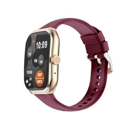 Yolo 2.1" Amoled Display Supreme+ Smart Watch, IP67 Water Resistance, Gold, Maroon Strap - Image 2