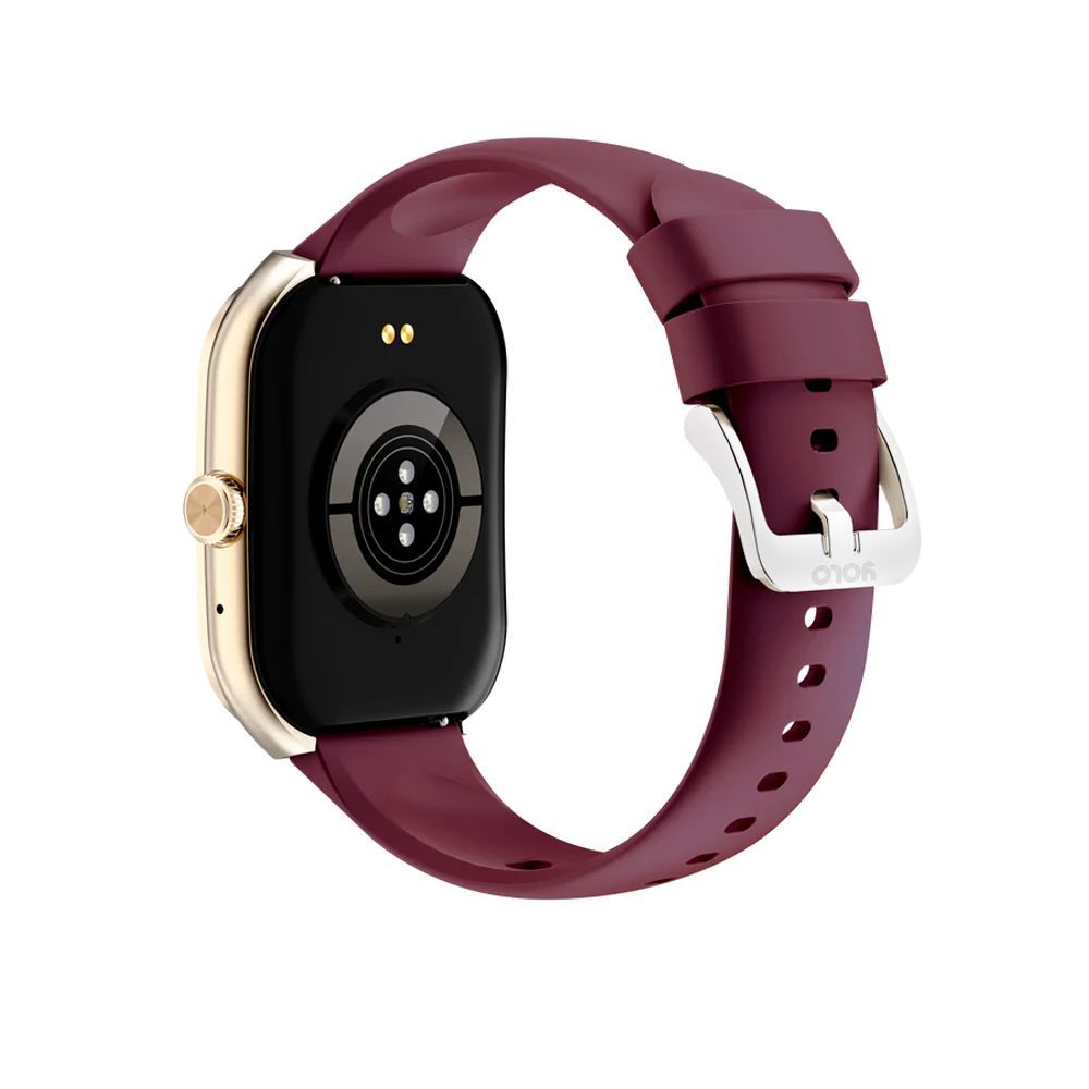 Yolo 2.1" Amoled Display Supreme+ Smart Watch, IP67 Water Resistance, Gold, Maroon Strap - Image 3