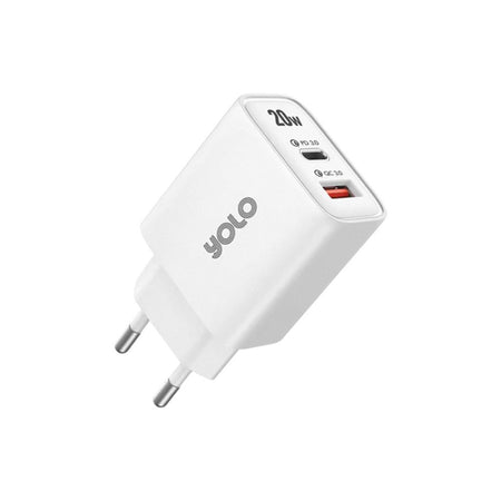 Yolo 20W PD Super Fast Charger, Dual Port USBA+Type-C, Y-201 - Main Image