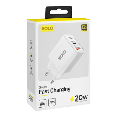 Yolo 20W PD Super Fast Charger, Dual Port USBA+Type-C, Y-201 - Image 2