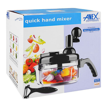 Anex Quick Hand Mixer With 10 Functions, Manual Food Cutter, Black, AG-10 - Image 2