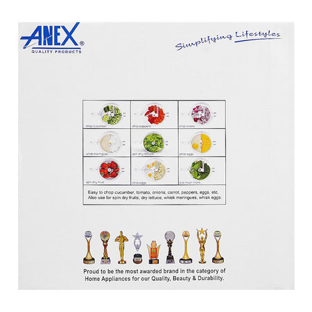 Anex Quick Hand Mixer With 10 Functions, Manual Food Cutter, Black, AG-10 - Image 3