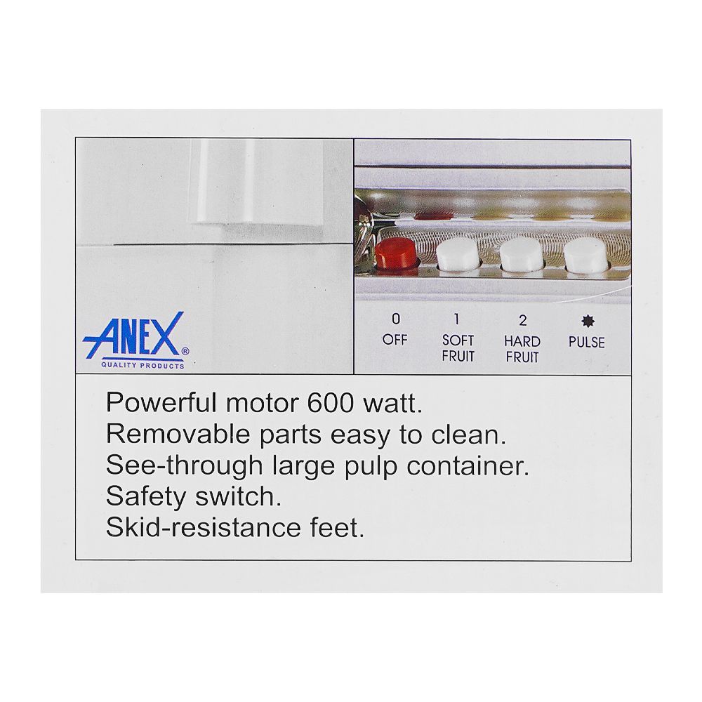 Anex Deluxe Juicer, 600W, White, AG-78 - Image 5