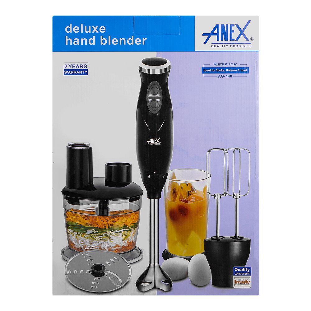 Anex Hand Blender Beater Chopper, Black, AG-140 - Image 3