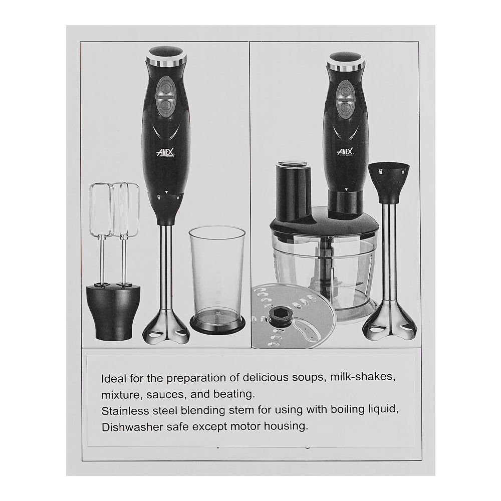 Anex Hand Blender Beater Chopper, Black, AG-140 - Image 6