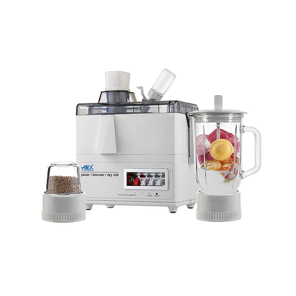 Anex Deluxe Juicer, Blender & Dry Mill, 600W, 1000ml Container, White, AG-176GL - Main Image