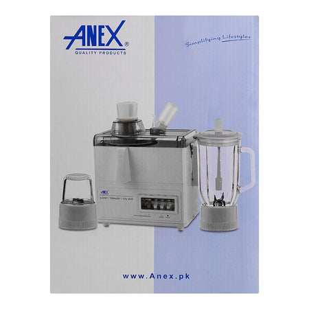 Anex Deluxe Juicer, Blender & Dry Mill, 600W, 1000ml Container, White, AG-176GL - Image 4