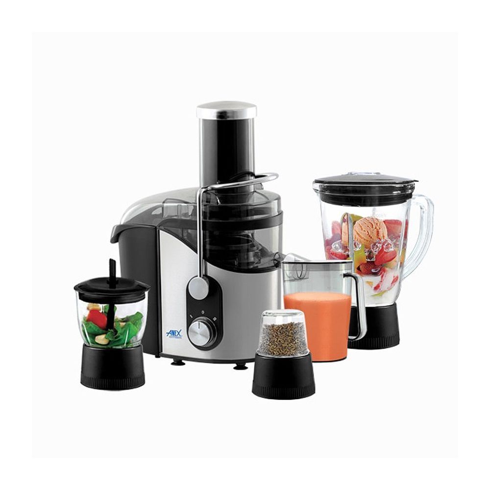 Anex Deluxe Juicer, Blender & Grinder, 800W, 1700ml Pulp & 500ml Juice Container, Black, AG-188 - Main Image