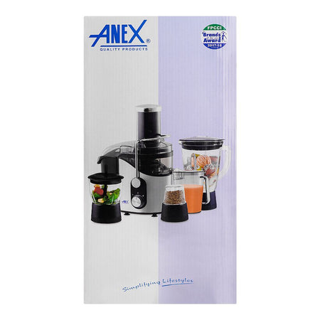 Anex Deluxe Juicer, Blender & Grinder, 800W, 1700ml Pulp & 500ml Juice Container, Black, AG-188 - Image 4
