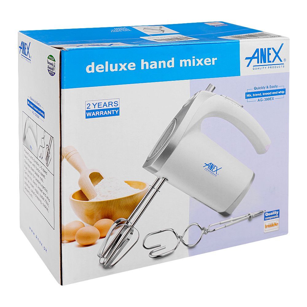 Anex Deluxe Hand Mixer, 250W, White, AG-390EX - Image 2