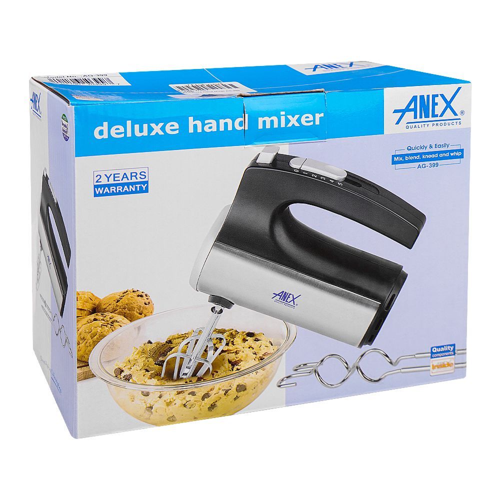 Anex Deluxe Hand Mixer, 250W, Black & Silver, AG-399 - Image 2