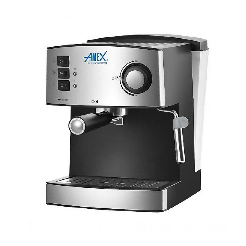 Anex Deluxe Espresso Coffee Maker, 850W, 1600ml Water Tank, Black & Silver, AG-825 - Main Image
