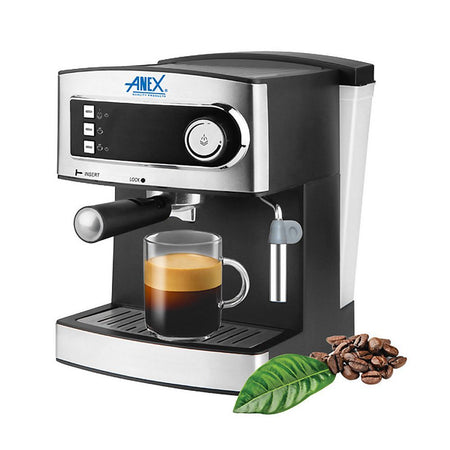 Anex Deluxe Espresso Coffee Maker, 850W, 1600ml Water Tank, Black & Silver, AG-826 - Main Image