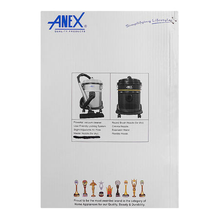 Anex Deluxe Vacuum Cleaner, 1500W, Black & Silver, AG -2097 - Image 4