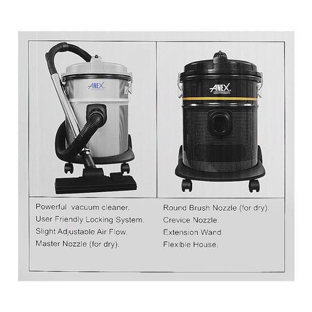Anex Deluxe Vacuum Cleaner, 1500W, Black & Silver, AG -2097 - Image 5
