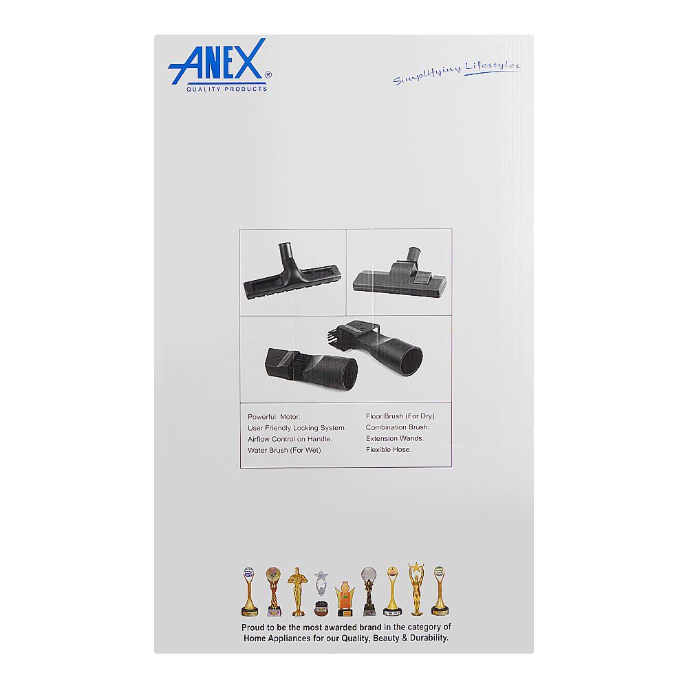 Anex Deluxe Vacuum Cleaner, 1500W, Black & Silver, AG-2099 - Image 4