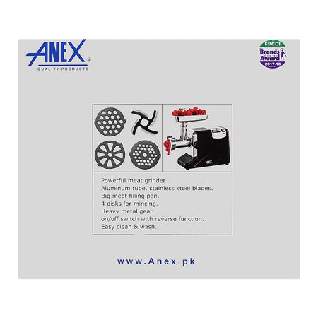 Anex Deluxe Meat Grinder, 1200W, Black & Silver, AG-3060 - Image 4