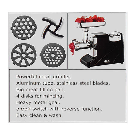 Anex Deluxe Meat Grinder, 1200W, Black & Silver, AG-3060 - Image 5