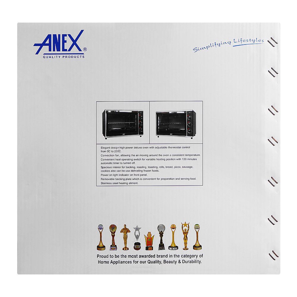 Anex Deluxe Oven Toaster, 2000W, Black & Silver, AG-3070 - Image 4
