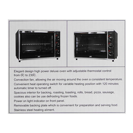 Anex Deluxe Oven Toaster, 2000W, Black & Silver, AG-3070 - Image 5