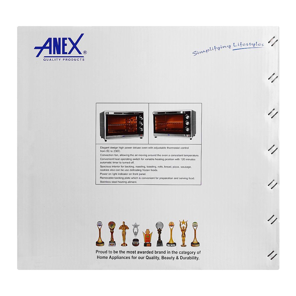 Anex Deluxe Oven Toaster, 2000W, Black & Silver, AG-3072 - Image 3