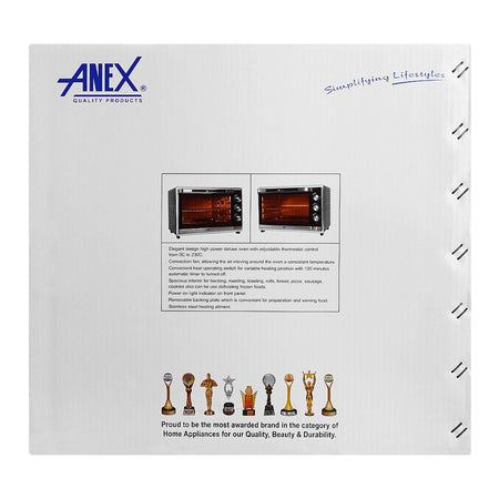Anex Deluxe Oven Toaster, 2000W, Black & Silver, AG-3072 - Image 3