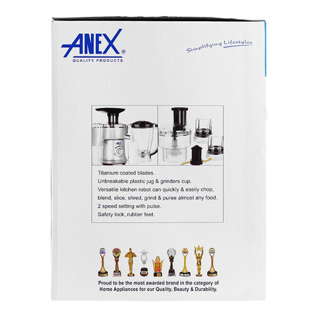 Anex Deluxe Kitchen Robot, 450W, Black, AG-3153 - Image 3