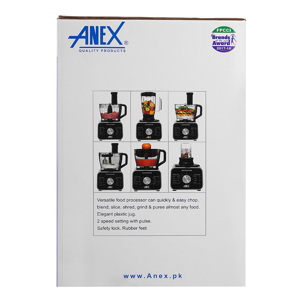 Anex Deluxe Food Processor, 800-1100W, Black, AG-3156 - Image 3