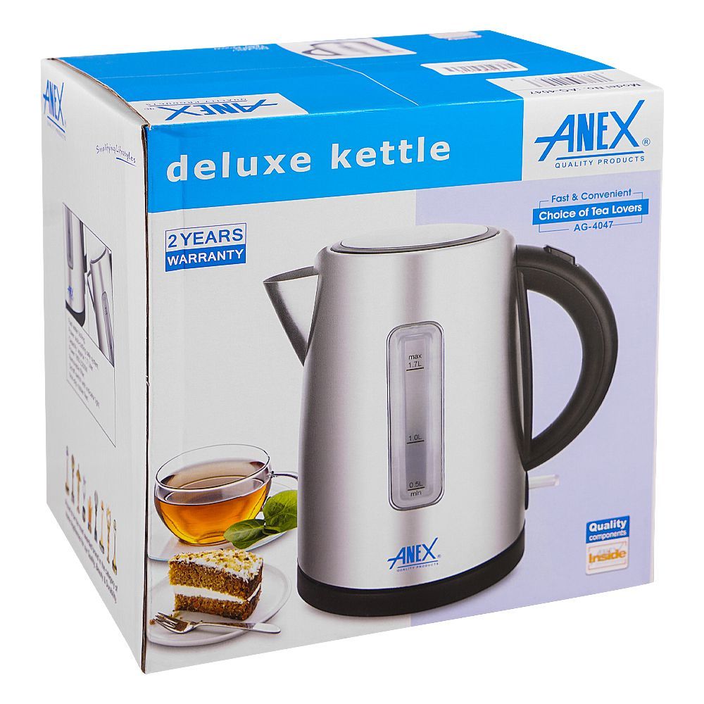 Anex Deluxe Kettle, 1850-2200W, Approx. 1700ml Capacity, Black & Silver, AG-4047 - Image 2