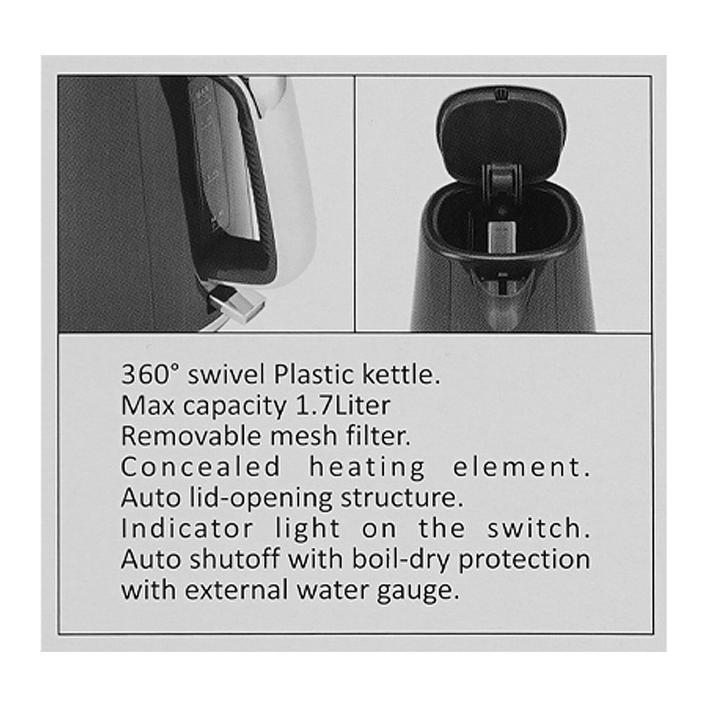 Anex Deluxe Kettle, 1850-2200W, 1700ml Capacity, Black, AG-4065 - Image 5