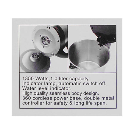 Anex Deluxe Kettle, 1350W, 1000ml Capacity, Black & Silver, AG-4053 - Image 6