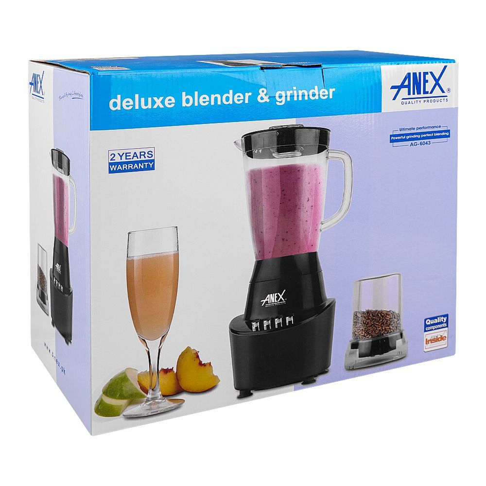 Anex Deluxe 2 In 1 Blender & Grinder, 300W, Black, AG-6043 - Image 2