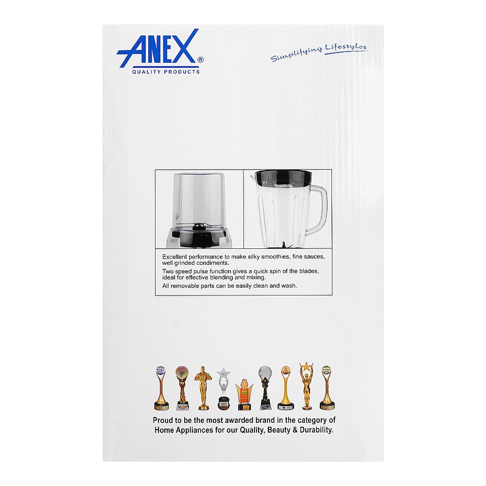Anex Deluxe 2 In 1 Blender & Grinder, 300W, Black, AG-6043 - Image 3