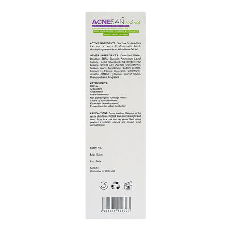 AcneSan Advance Anti Acne Face Wash, For Oily SKin, 75ml - Image 3