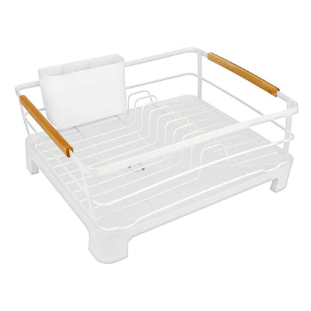 Homeatic Classic Dish Rack With Wooden Handle Tray, White, HMK-1005 - Main Image