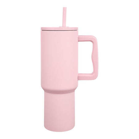 AJF Plain Stainless Steel Vacuum Insulated Tumbler With Lid & Straw, 1180ml, Pink - Image 2