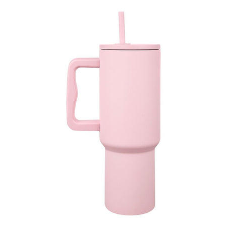 AJF Plain Stainless Steel Vacuum Insulated Tumbler With Lid & Straw, 1180ml, Pink - Image 3