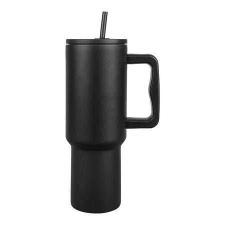 AJF Plain Stainless Steel Vacuum Insulated Tumbler With Lid & Straw, 1180ml, Black - Image 2