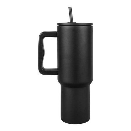AJF Plain Stainless Steel Vacuum Insulated Tumbler With Lid & Straw, 1180ml, Black - Image 3