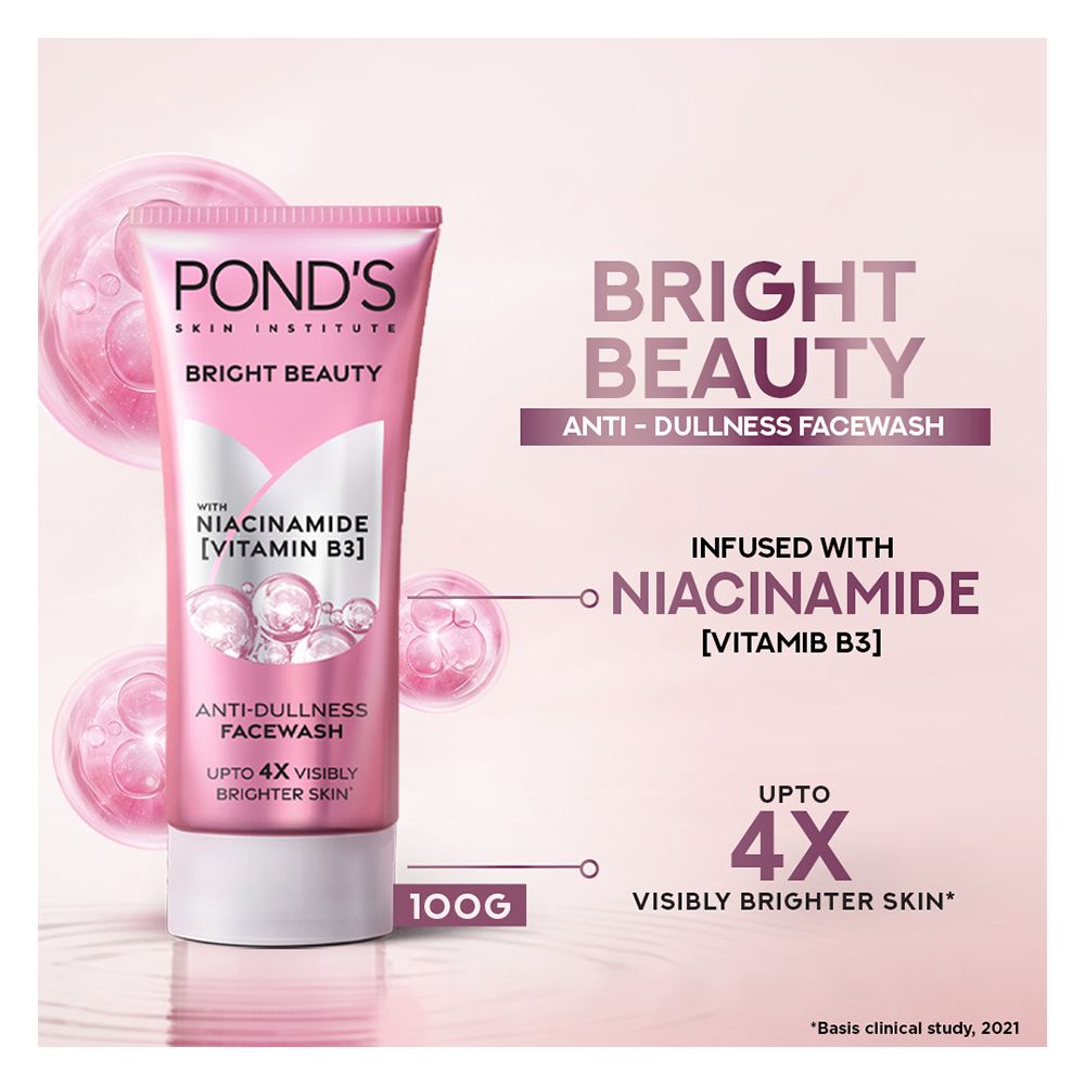 Pond's Bright Beauty Anti-Dullness Face Wash With Niacinamide & Vitamin B3, 100g - Main Image