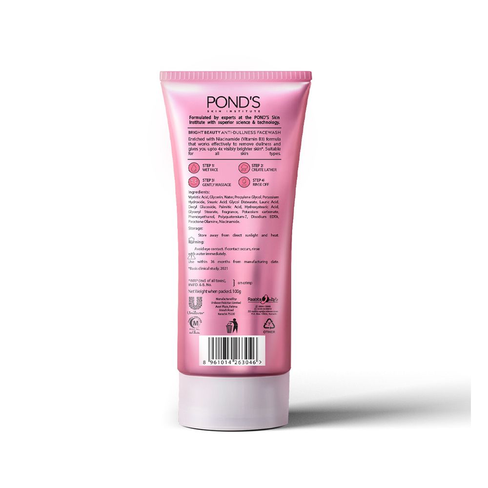 Pond's Bright Beauty Anti-Dullness Face Wash With Niacinamide & Vitamin B3, 100g - Image 6