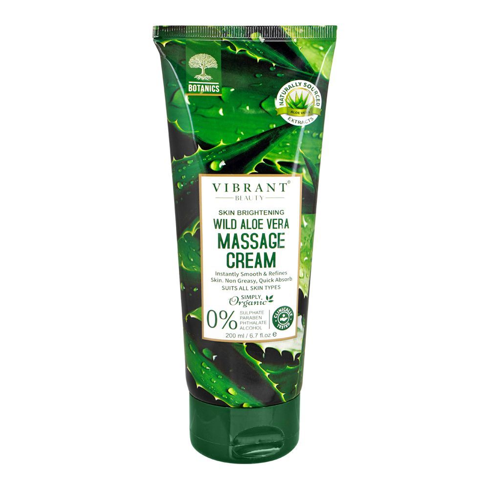 Vibrant Beauty Skin Brightening Wild Aloe Vera Massage Cream, Parabens & Sulphate Free, 200ml - Main Image