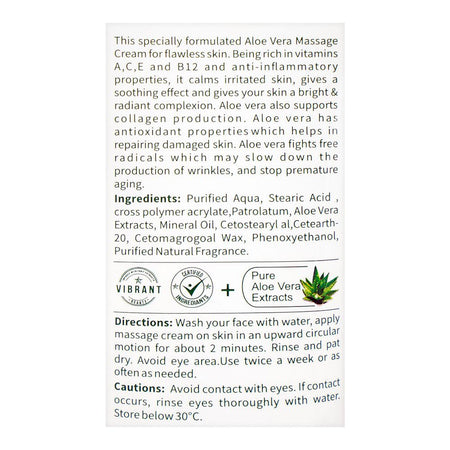 Vibrant Beauty Skin Brightening Wild Aloe Vera Massage Cream, Parabens & Sulphate Free, 200ml - Image 3