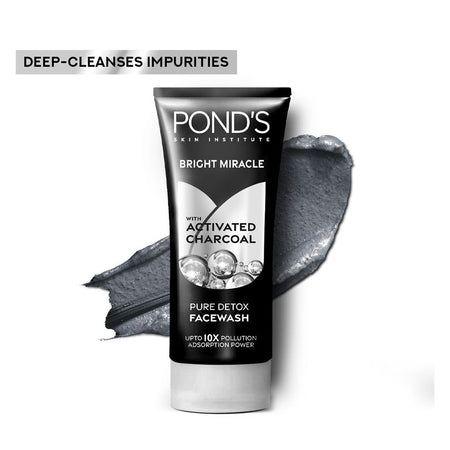Pond's Bright Miracle Pure Detox Face Wash With Activated Charcoal, 100g - Image 4