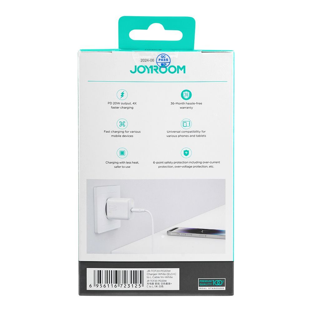 Joyroom PD 20W Fast Charger, Type C To Lightning Cable 1m, White, JR-TCF20EU - Image 5